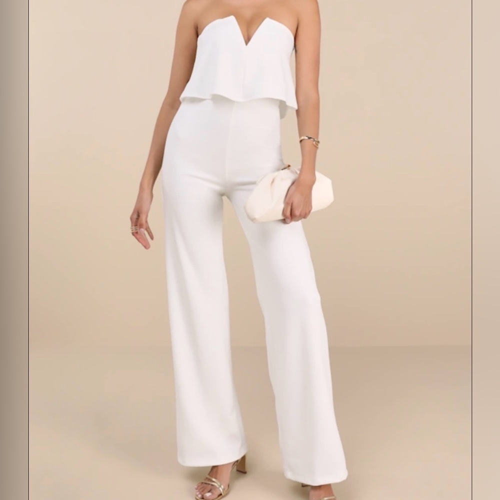 Lulu's Power of Love White Strapless Jumpsuit